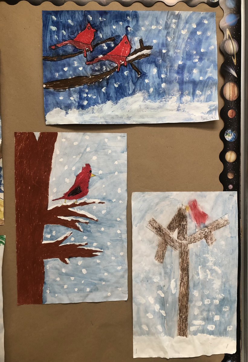 slatteryclass's tweet photo. Our Winter Cardinals ❄️🎨 @StJeromeCES @YCDSB https://t.co/7HbLxu6lJ8