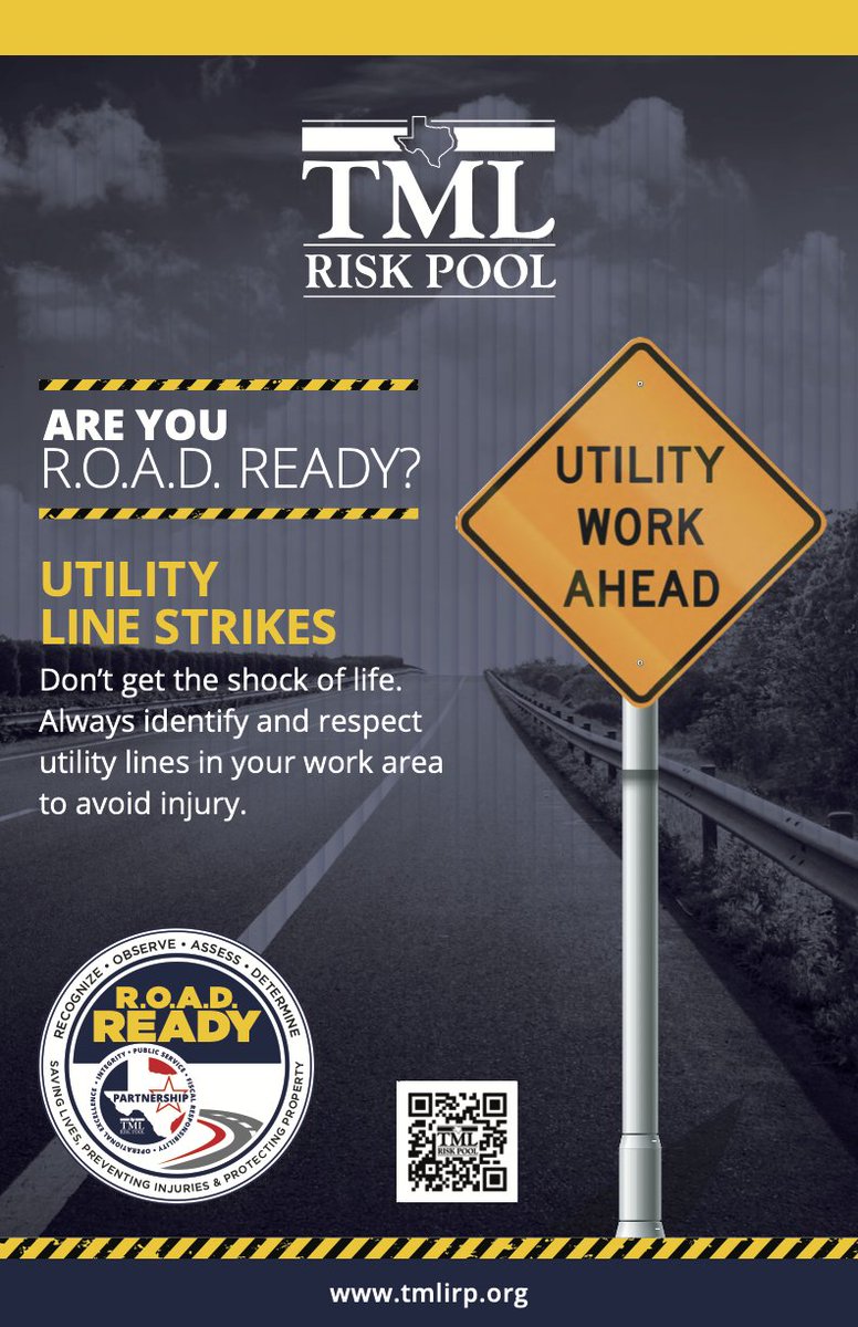 TML_RiskPool's tweet image. Join the TML Risk Pool in being R.O.A.D. Ready and don’t get the shock of your life through an unintended line strike, either when excavating or from above! Get safer at hubs.ly/Q01xygq20 and #BeROADReady 🚗