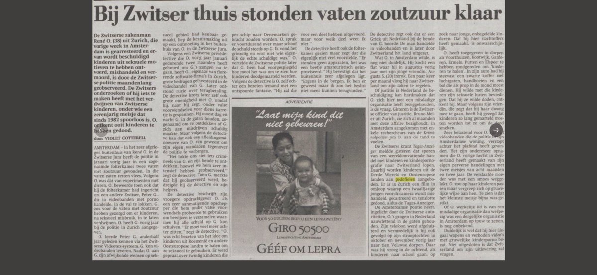 huig_plug's tweet photo. 'Er is in Zürich een film in omloop waarop een 12-jarige jongen voor de camera wordt mishandeld, gecastreerd & tenslotte gedood.' #Osterwalder #SnuffMovie #PedoNetwerken #satanskerk (Parool 27/01/93) https://t.co/ofj6aHclpQ