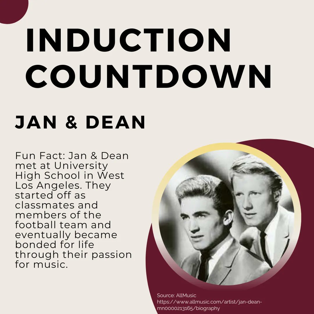 9 Days left until the California Music Hall Of Fame Induction Ceremony! Today we will be highlighting Jan & Dean. Did you know that Jan & Dean were classmates and played on the same football team?  

#CaliforniaMusicHallOfFame #InductionCeremony #TemeculaValleyMusic