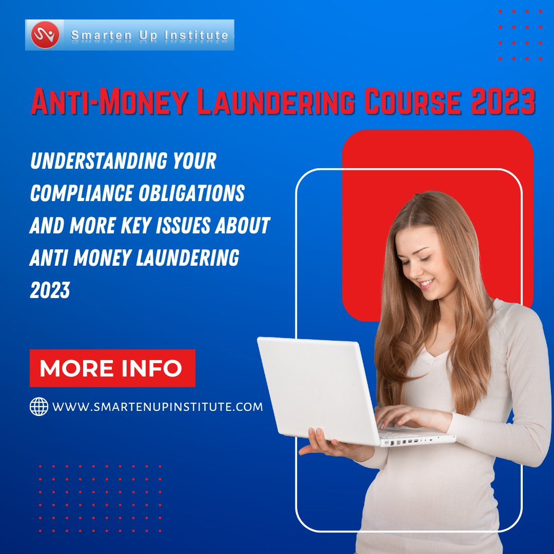 SmartenUpInst's tweet photo. Anti-Money Laundering Course 2023. Understanding Your Compliance Obligations and More Key Issues about Anti Money Laundering 2023. 

👉🏻👉🏻https://t.co/cqNVR5sksp           

#AML #training #education #certified #course #graduation #graduate #info #certification #smartenupinstitute https://t.co/WVsI5ALsfR