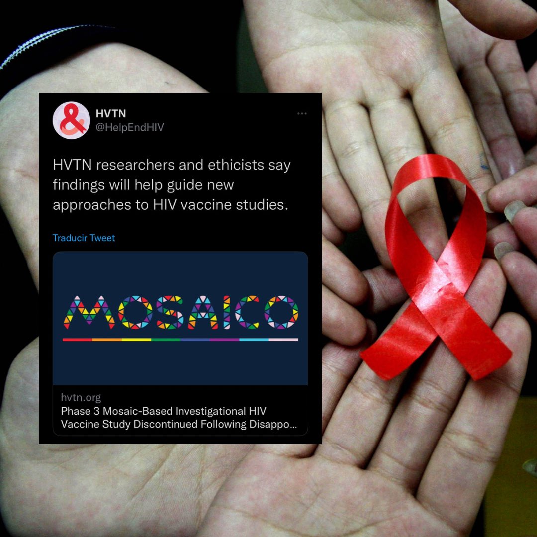 #Salud | Lamentable noticia para la ciencia del VIH. El proyecto MOSAICO en la fase 3 ha sido suspendido debido a que no se tuvieron los resultados esperados. 

Este proyecto era un ensayo para desarrollar una vacuna preventiva al VIH.