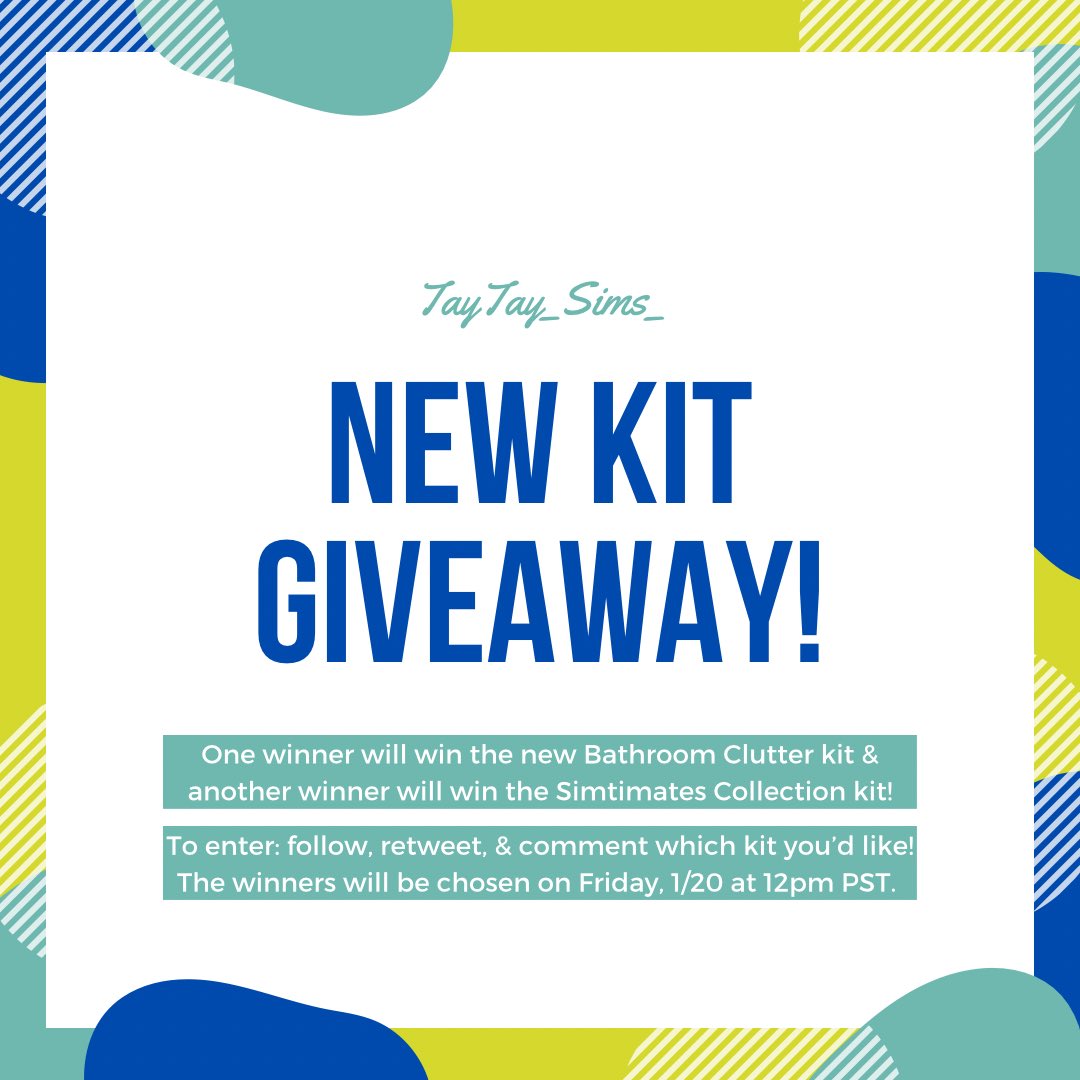 taytay_sims_'s tweet photo. FLASH GIVEAWAY TO CELEBRATE THE NEW KITS! 🥰🥰 

To enter: follow me, retweet this, and comment below which of the two new kits you would like! 

Winners will be chosen in 24hrs! 🙌🏼 https://t.co/BFBEhZRRmw