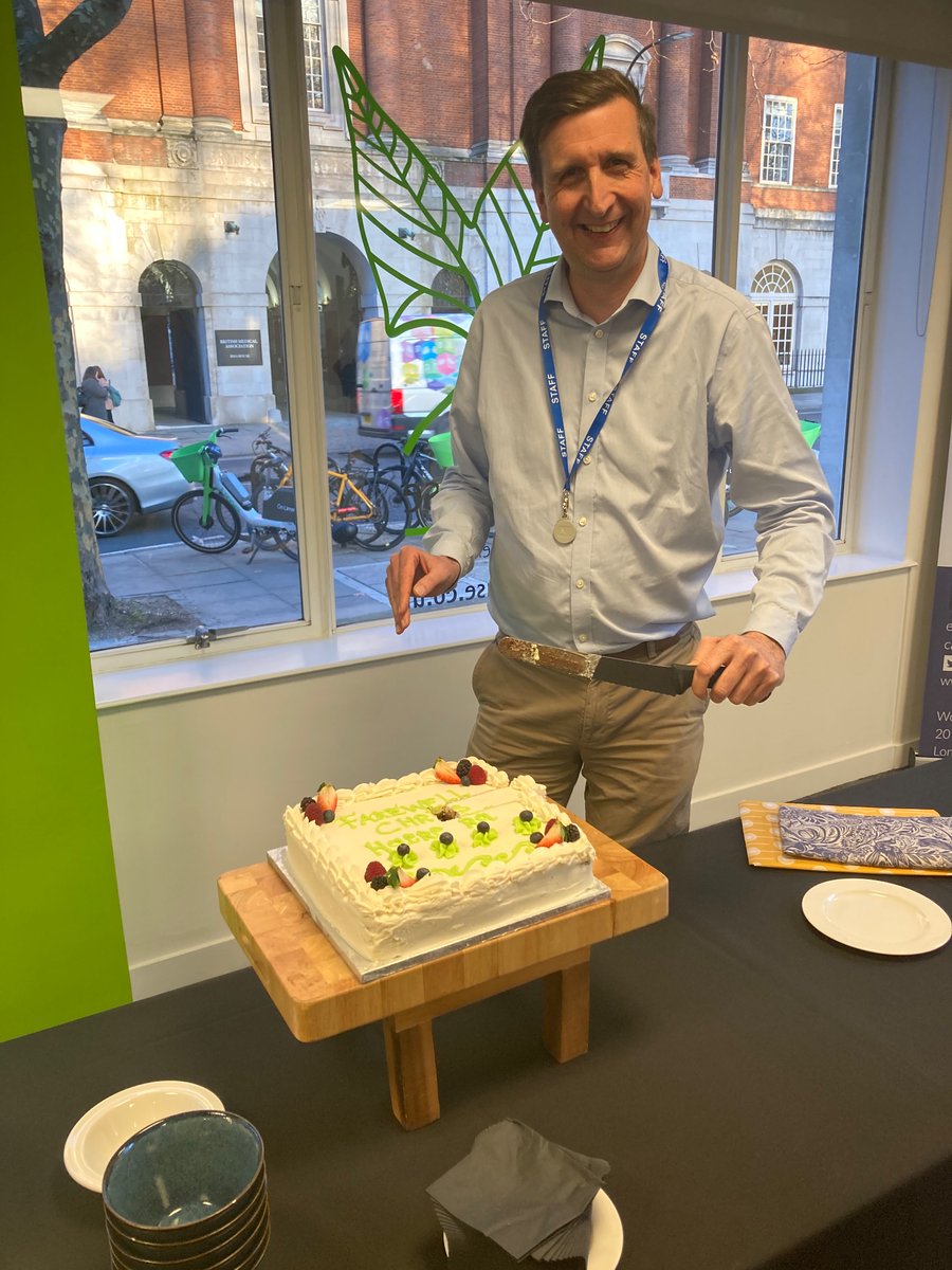 Steph_J_Harris's tweet photo. @UniversitiesUK colleagues saying goodbye to the irreplaceable @chrishaleuk today with an appropriately large cake https://t.co/5EfR2cjAOr