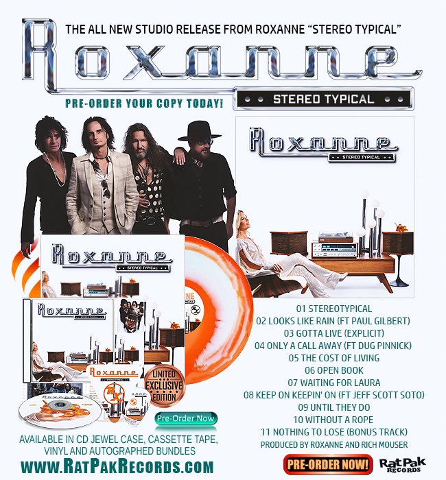 EXCITING NEWS!! You can now pre-order our new release “Stereo Typical” at Rat Pak Records!! Different album and CD packages now available at:

ratpakrecordsamerica.com/roxanne 

#roxanneband #newrelease