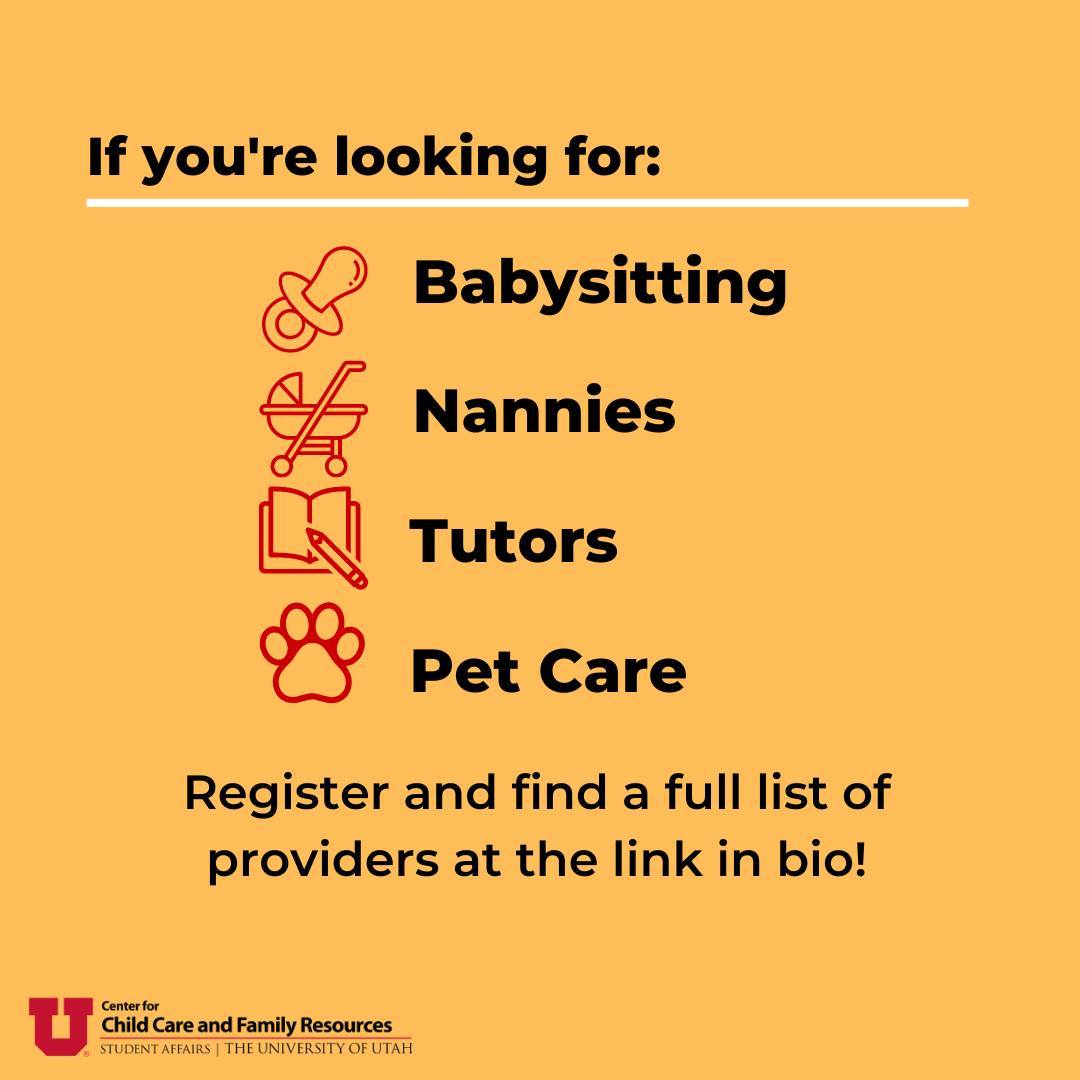 LoriKMcDonald's tweet photo. #DidUKnow: Members of the @UUtah community could get matched with the perfect child care solution with UMatch. From babysitters to nannies, pet care, and tutors!
Learn more: https://t.co/Zpl505b2xn
#UMatch #ChildCare #UniversityofUtah #UofU #StudentAffairs https://t.co/0ydT83W5R0