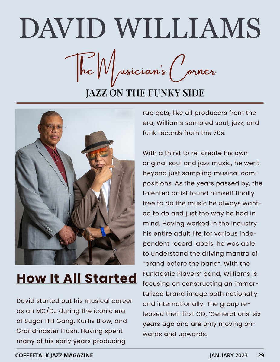funkplayer1's tweet photo. Hey, funktastic Player fans! read about us in the musician's corner of the CoffeeTalk Jazz Magazine on pages 26-33.  Get your copy today!  https://t.co/ajTwhvfOw0 https://t.co/AlygFIK7Sc