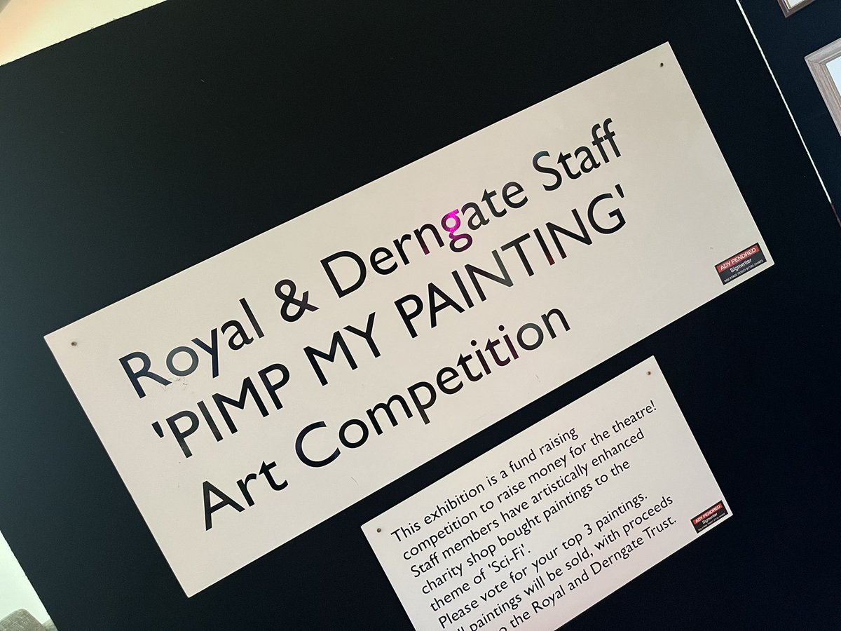jorgordon's tweet photo. Lots of my brilliant colleagues have OUTDONE themselves with their entries for this year’s @RoyalDerngate ‘Pimp My Painting’ staff competition, organised by our fab workshop team. Worth a nose if you’re coming to the building in the next few weeks - vote for your favourite! https://t.co/gkDpfT3Vks
