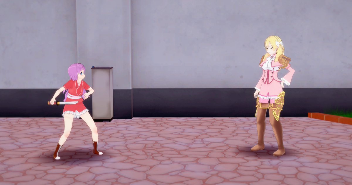 justaokay7's tweet photo. Having a new Fire Emblem coming out tomorrow made me want to try making something with a Fire Emblem character. Being unarmed and unmounted doesn't necessarily make a troubadour defenseless! #animeballbusting #ballbusting #koikatsu https://t.co/zydm0BjiUR