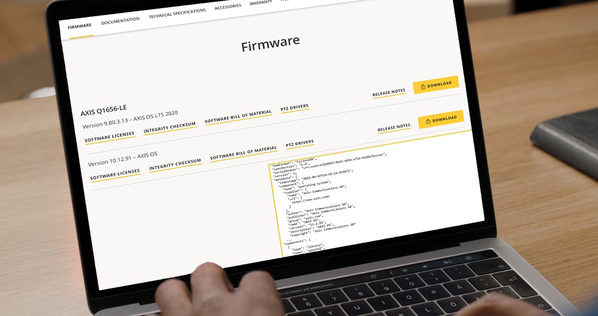 AxisIPVideo's tweet photo. Every Axis OS release will be complemented by a software bills of materials (SBOM). Learn more. [News] https://t.co/sNLHSuNOX2 https://t.co/Bn2F8KhwKM