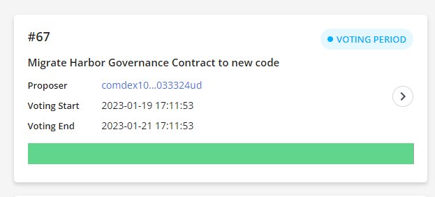 ComdexOfficial's tweet photo. 📑Governance Proposal #67 - to Migrate Harbor Governance Contract to new code is now LIVE for voting.

This proposal will migrate the Harbor Governance Contract to a new code uploaded via Proposal #63.

Read here: https://t.co/LpanqfgeRU https://t.co/hVPv9Eo6wI
