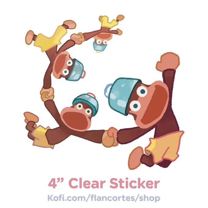 Initial ideas for my ape escape sticker design! Since it'll have a clear backing it'll be fun to stick it to different surfaces :D 