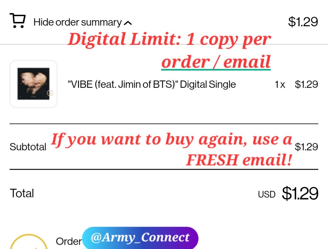 Army_Connect's tweet photo. #VibeFtJimin Webstore Order Update 📢

📌Current Total: ~4.2K orders 
⏰️ 8.5 TRACKING HOURS LEFT 🚨

US/PR ARMYS can we increase our hourly order rate &amp; reach 5K orders ASAP⁉️ 

🛍Amazon: https://t.co/pct0W5nKQi 
🍎iTunes: https://t.co/LkNF2rx1z6
📌 https://t.co/hgR70gbZqF https://t.co/pLQFBJlKdt
