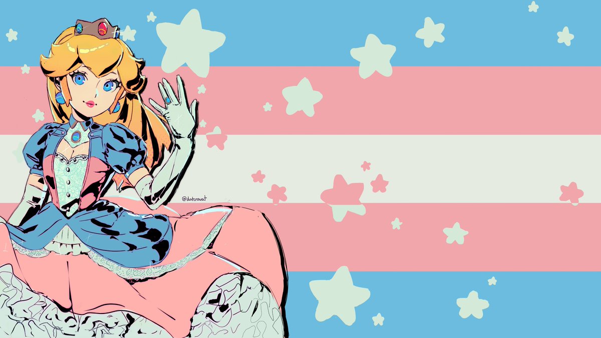 ピーチ姫 「4k trans pride peach & daisy wallpapers,」|cravatクラバット🍷のイラスト