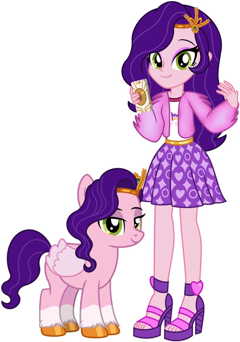 BlastDraws's tweet photo. There's two main design choices with Pipp I wonder if was intended in these cases. Was the fur coat meant to be a stand-in for her fluffy wings? And is she wearing high heels as an inside-joke for her being the smol one?

#G5 #EquestriaGirls https://t.co/23KCtDV0cA