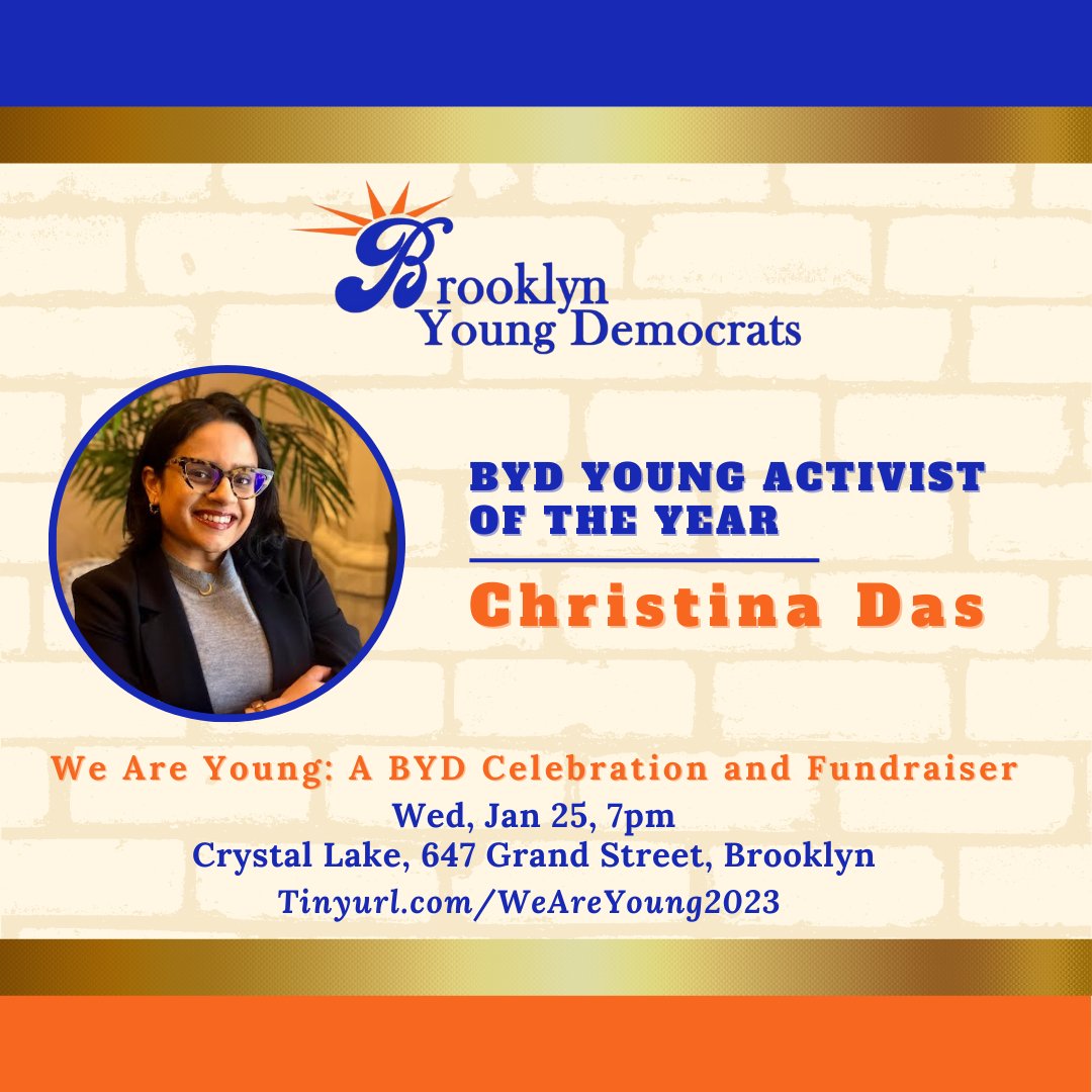We're excited to announce the final honoree of our "We Are Young" January 25th Fundraiser: civil rights attorney and BYD alum Christina Das (<a href="/CDas_bklyn/">Christina Das</a>)!

tinyurl.com/WeAreYoung2023