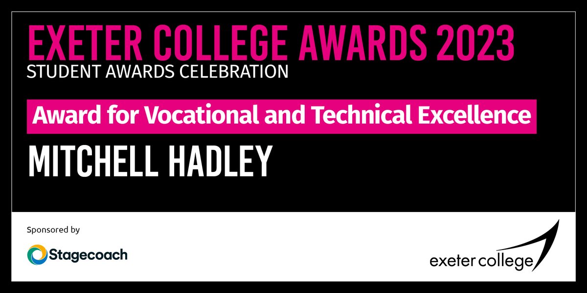 ExeterCollege's tweet photo. Our next winner of the Award for Vocational and Technical Excellence is Mitchell Hadley of our Level 3 Travel and Tourism course. He played a key role in our Future of Aviation Conference, greeting several VIPs.  @StagecoachSW sponsored this award. @FSCExeter 

#ExeCollProud https://t.co/DoGMviuig8