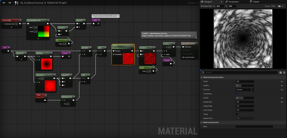 DrkFX's tweet photo. Endless Tunnel : Another Blender Material beautifully made by @cmzw_ copied to #UnrealEngine material. 👍🍻 https://t.co/mVG6BucqNt