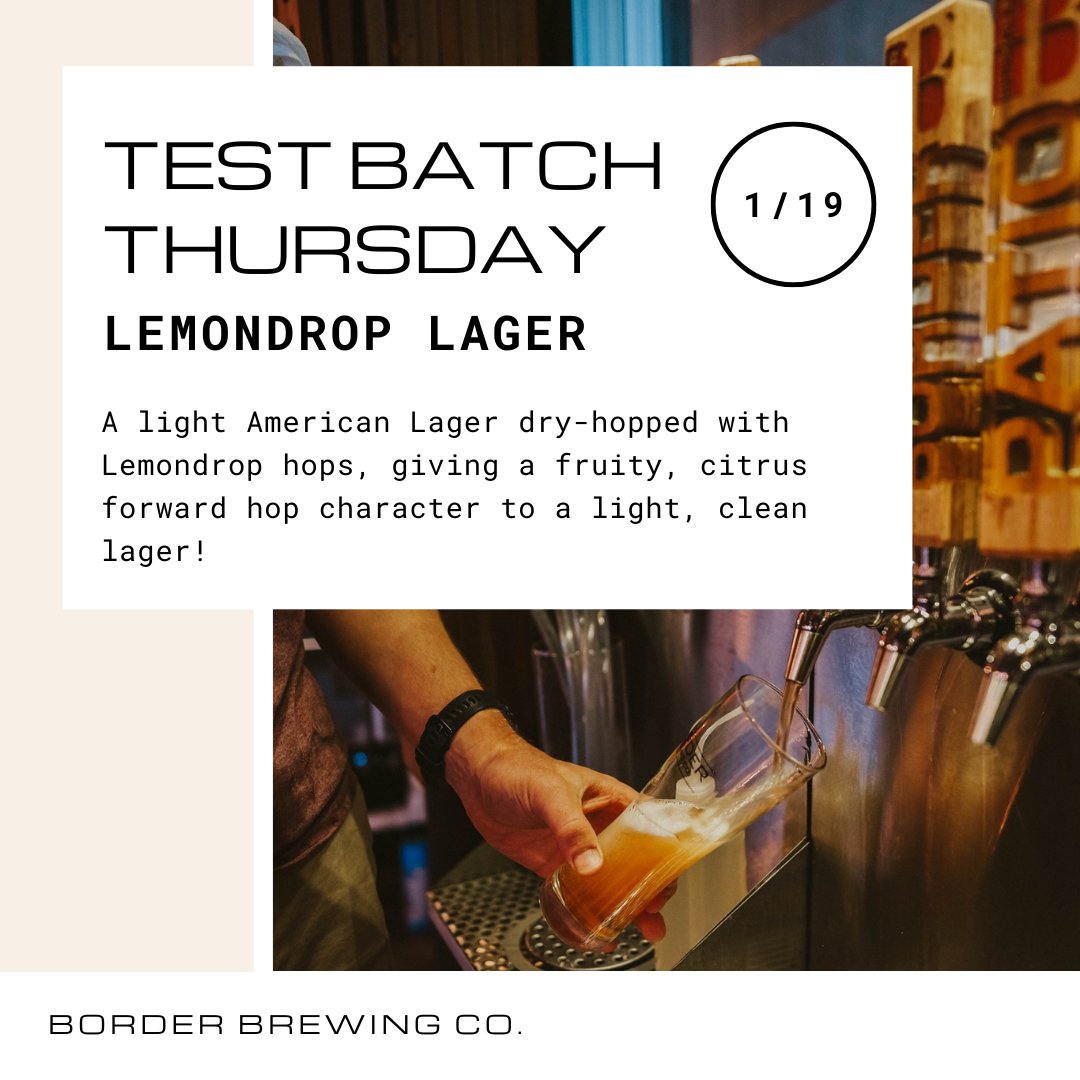 You know the drill—tonight and every Thursday from 4-9pm, we’re pouring a small batch of something we’ve been tinkering with in the brewery. Stop by tonight to try our Lemondrop Lager!