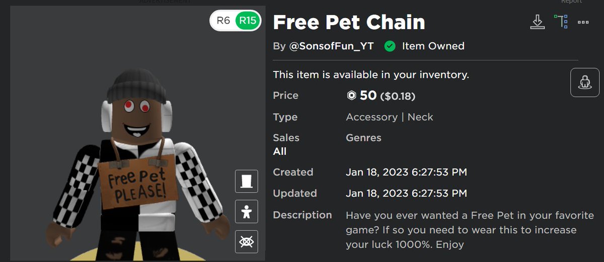 SonsofFun's tweet image. 1 of my first UGC items should save a lot of people from spamming in the chat 😂
roblox.com/catalog/122002…