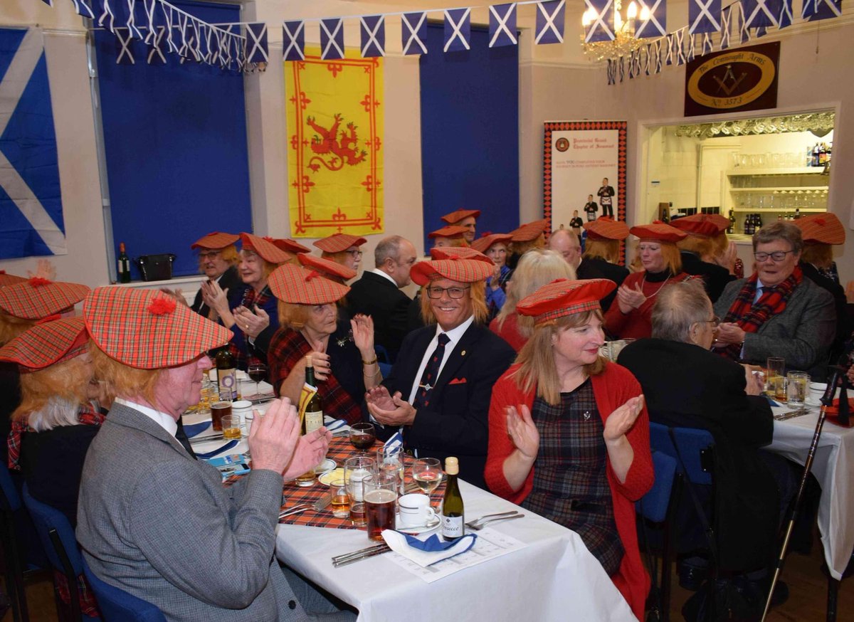 LodgeConnaught's tweet photo. A superb and well attended Burns Night Supper during the evening of Wednesday 18 January. The whisky flowed quite freely, courtesy of the Worshipful Master. This must have helped to loosen the wallets and purses, as £300 was raised on the night @PGLSomerset https://t.co/GwaQiQZxKT