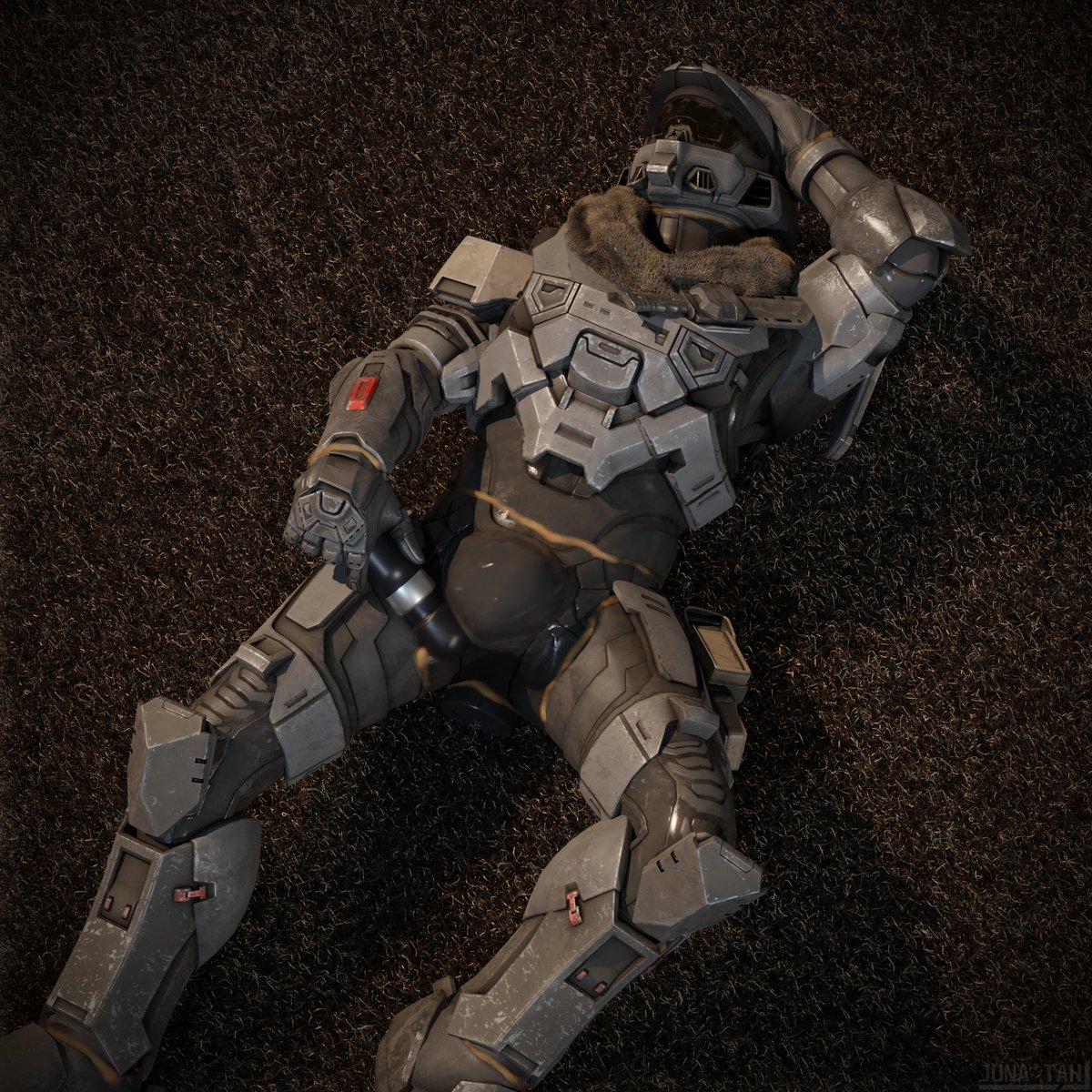 Glued in tight, heavily inflated bulge, butt plug and the growing needs to cum every second what did you expect from the mysterious cosplay coated with a lube like liquid inside?

#halo #spartan #wand #3drender #blender