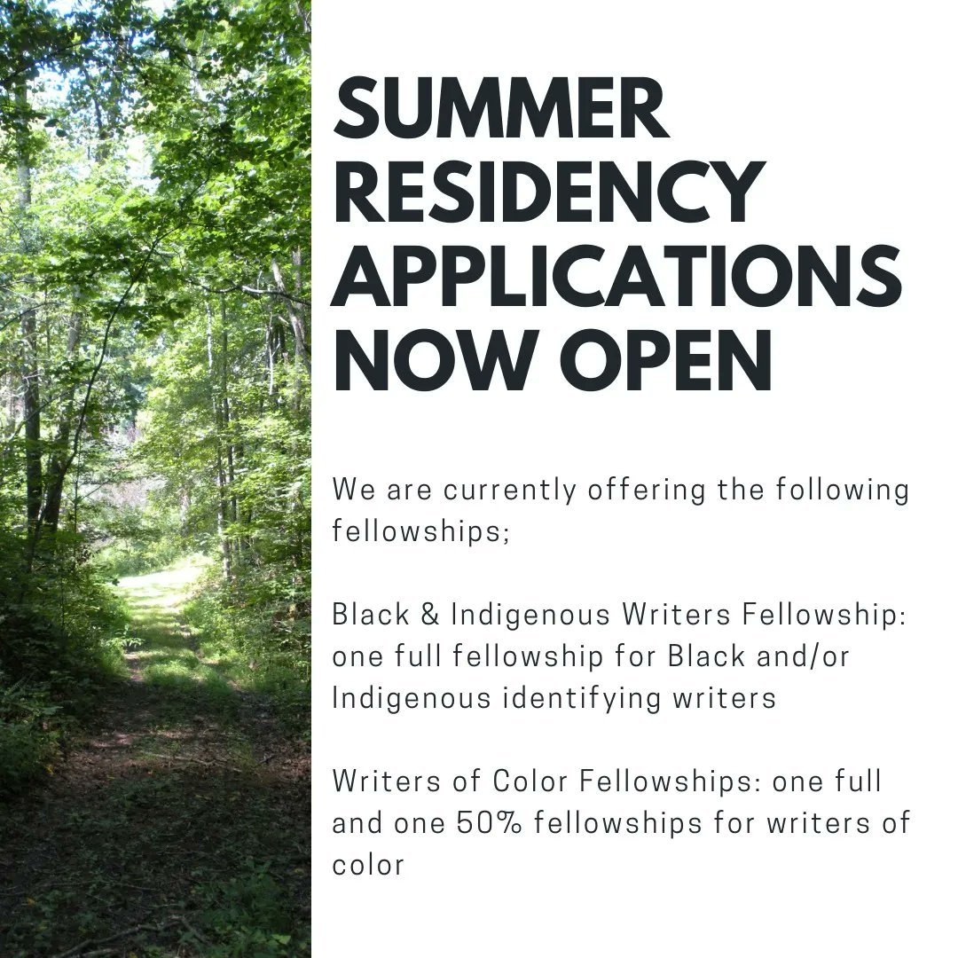 February 1st is the deadline to apply for our summer writing residencies at Firefly Farms! We have multiple fellowships for writers of color as well as scholarships for those with financial need. Write with us this summer in Knoxville, TN!