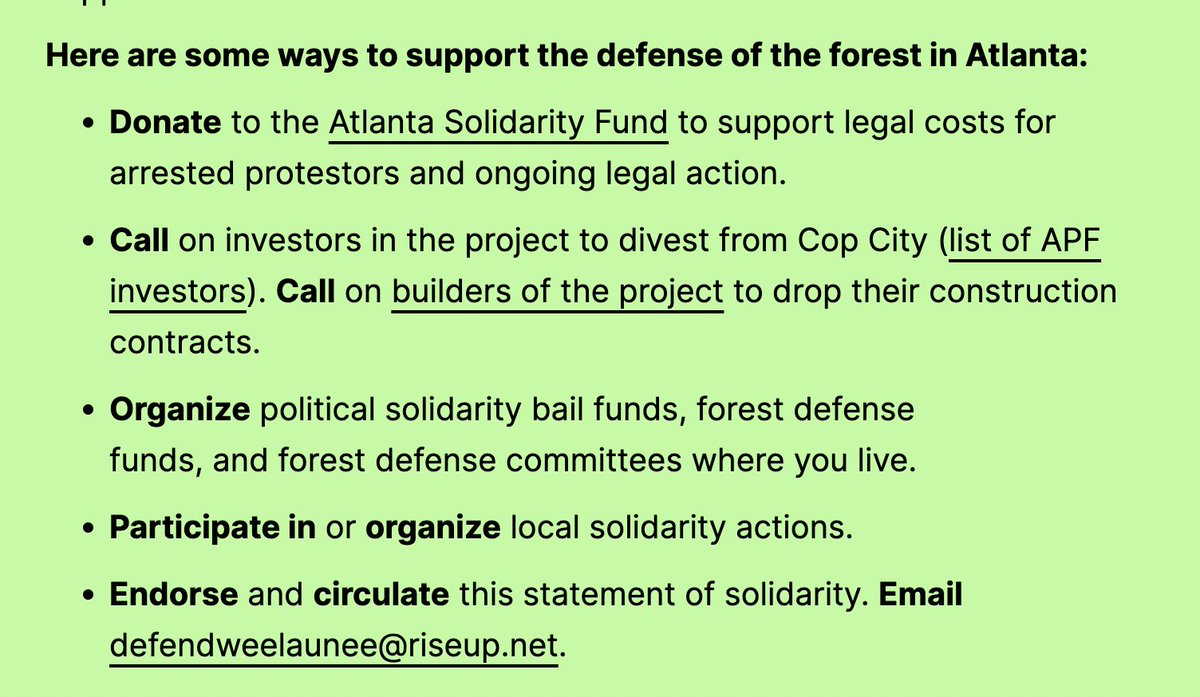 Some ways to support the defense of the forest in Atlanta: