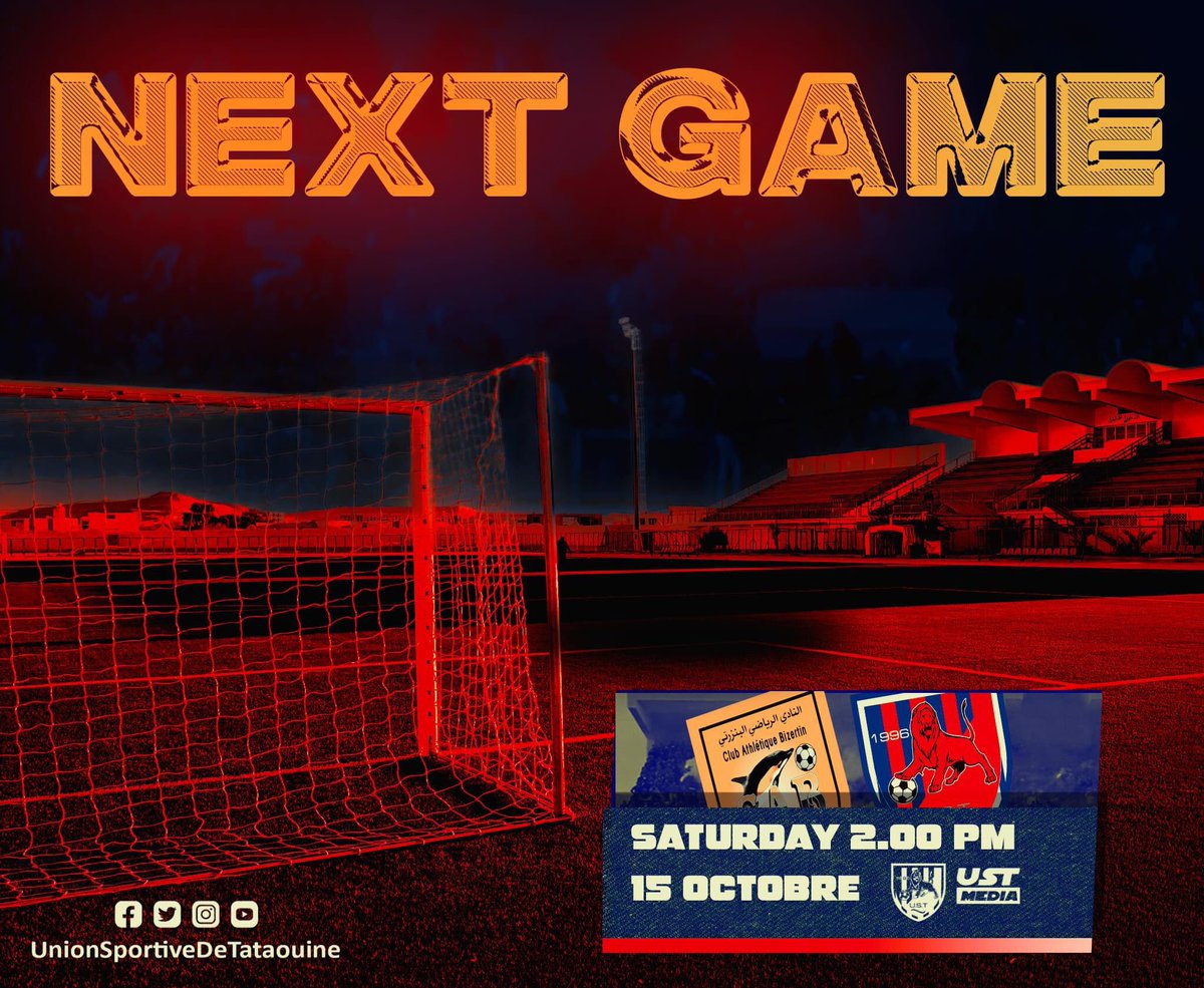 USTataouine's tweet photo. ๐โค๏ธNEXT GAME๐โค๏ธ
๐ | #CABizertin
๐ | Ligue Pro 1 - J09
๐ | Samedi 21 Janvier
๐ | 14h00
๐ | Bizerte
๐ | Stade du 15 Octobre
๐ฒ | #CABUST
๐บ | @DiwanSport
#LionsDuSahara ๐ฆ https://t.co/3vgvwQy3dg