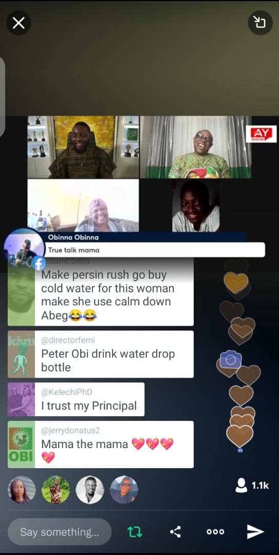 derrimore24's tweet photo. The highlight of the #AYshow with PO. This woman spoke the mind of many NIGERIANS.. 
Even AY was shocked at the rage of the woman 😂😂😂
The 3rd slide.. all smiles 😊🤗🤩

Nigeria is indeed blessed, na just bad leadership dey kill us since 1960.
#AY #PeterObiInNiger https://t.co/WOLBNjB8zi