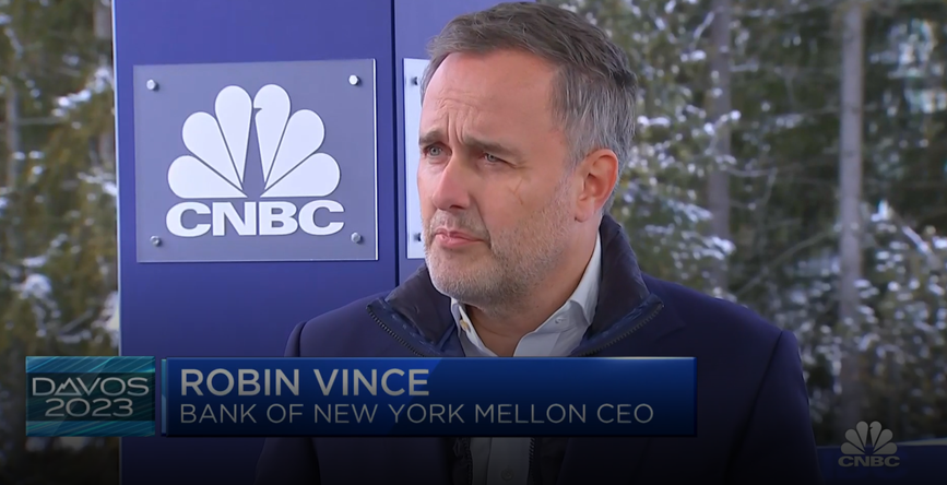 BNYglobal's tweet photo. CEO Robin Vince shared his outlook for 2023 and how we're focused on growth, efficiency and helping our clients navigate the complexity of this current environment on @CNBC @SquawkCNBC @JoeSquawk @BeckyQuick @andrewrsorkin #WEF23 https://t.co/6HMTJV5sbZ