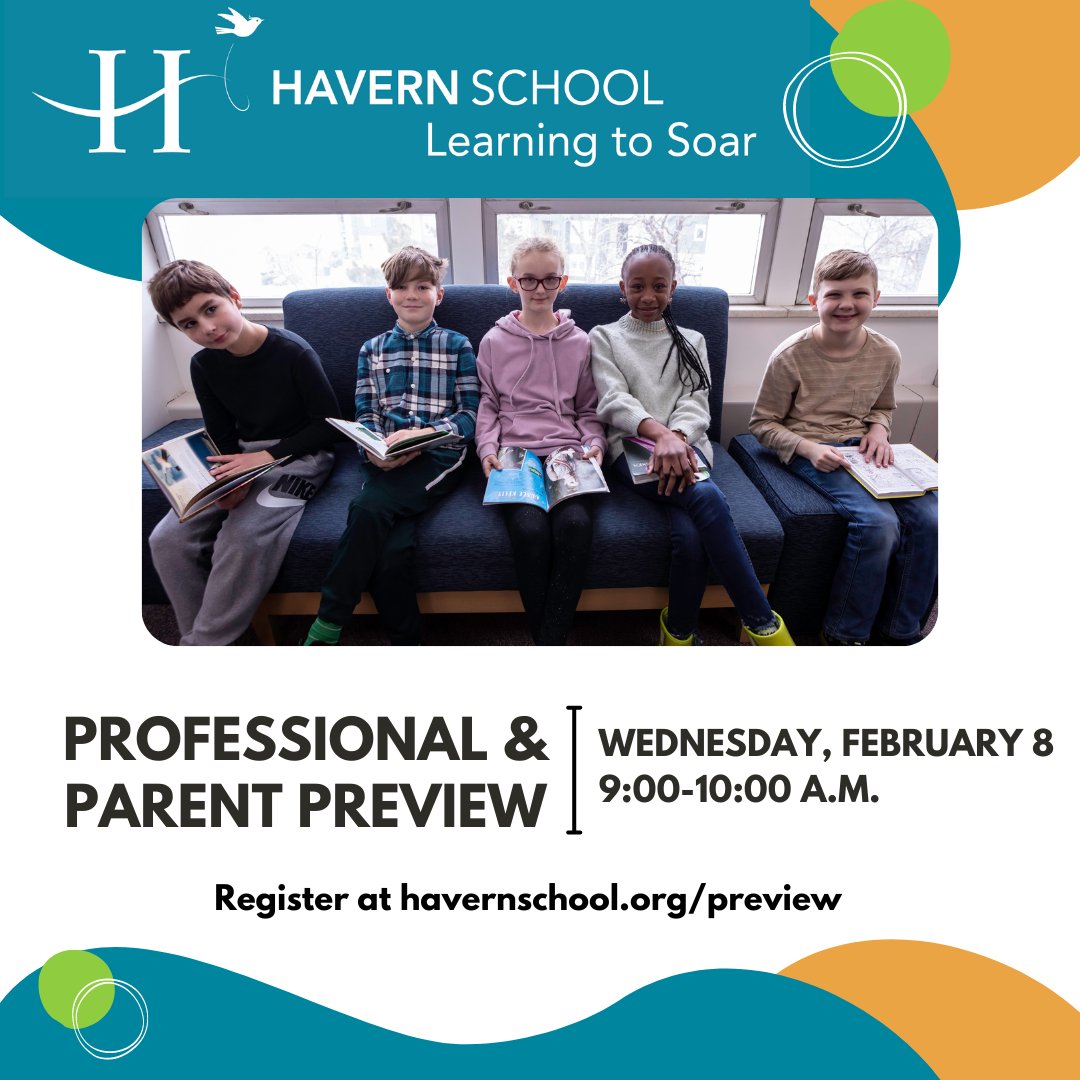 HavernSchool's tweet photo. Prospective parents and professionals who support students with learning disabilities are invited join us for a Professional &amp; Parent Preview on Wednesday, February 8, at 9 am. Visit our campus, observe in our classrooms, and learn more about our program. https://t.co/po8VB5hUpn https://t.co/L1pa7NMhSn