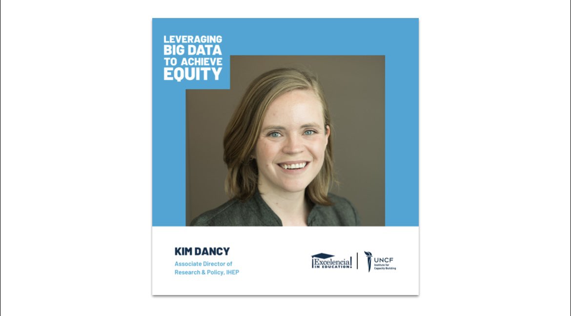 UNCFICB's tweet image. Kim Dancy, Associate Director of Research &amp;amp; Policy with our program partner @IHEPTweets, shares findings and information about IHEP’s Value Data Collaborative! #BigData #ValueDataCollaborative #DataEquity #policychanges #EducationalEquity #HBCUs #HSIs #RacialEquity