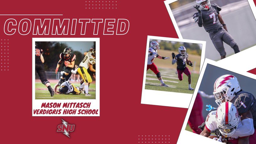 MasonMittasch's tweet photo. I am excited and blessed to announce that I am Committed to further my Academic and Football career at Southern Nazarene University. Thank you to all of my Coaches, Teammates, and Family that have supported me and pushed me over the years, I couldn’t have done it without you! https://t.co/aYBhmEqGzB