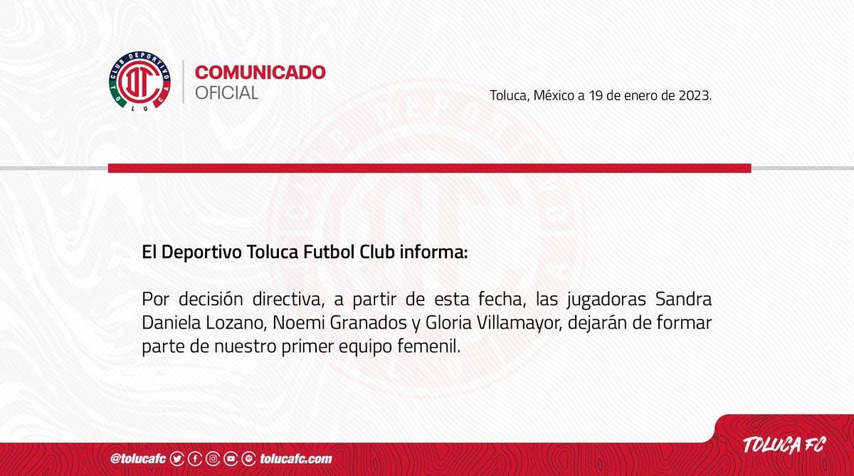 Comunicado Oficial

#TolucaFemenil