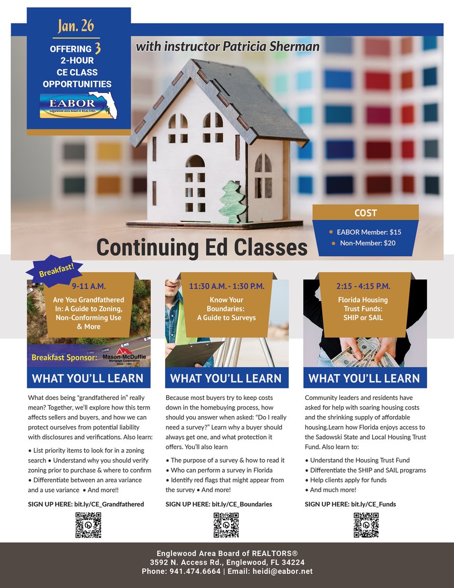 EABORFL's tweet photo. Sign up for up to three 2-hour CE classes scheduled for 1/26. Visit our EVENTS page: https://t.co/cOFIYTQrKB https://t.co/bgPu1SUcVO