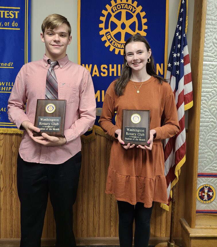 SDofWashington's tweet photo. Rotary Students of the Month (January)
Four Rivers Career Center - Tanner Schwoeppe
Washington High School - Rachel Derner https://t.co/arQMc3nxEL