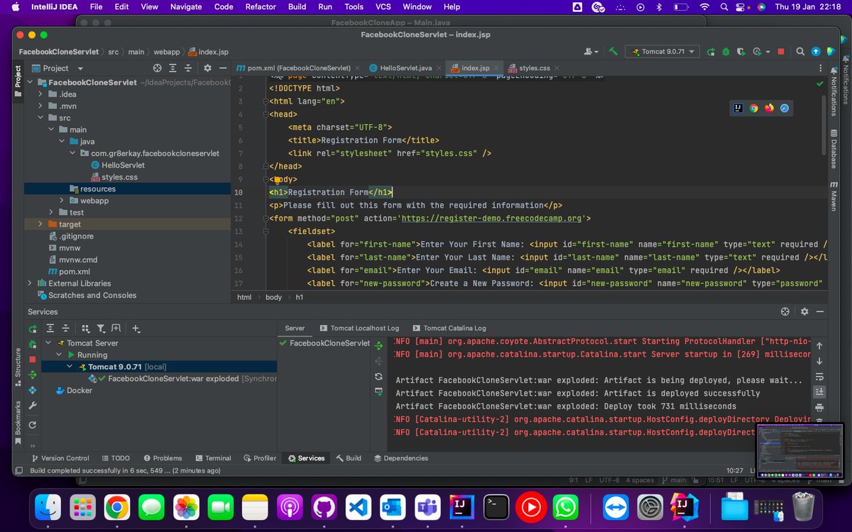 gr8erkay's tweet image. #BuildWithVee Day 2/100 

I was able to implement Java Servlet in running HTML &amp;amp; CSS for one of the web apps on @freeCodeCamp.

I&apos;m looking to complete a Facebook mini clone app challenge.

#100daysofcode 
#Buildwithvee100daysofcode