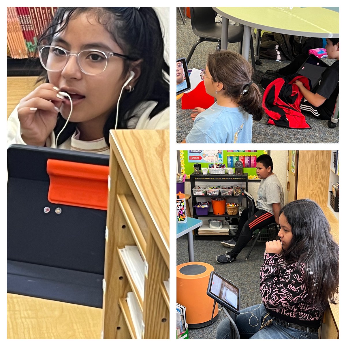 ColumbineES's tweet photo. Columbine 5th graders practiced building ideas orally before recording academic speech practice to prep for writing. Intentional language &amp; concept development in action! 
@KarlaAllenbach #SkylineCommunityStrong #StVrainStorm @SVPriorityPrgms https://t.co/dZKfXw91PG