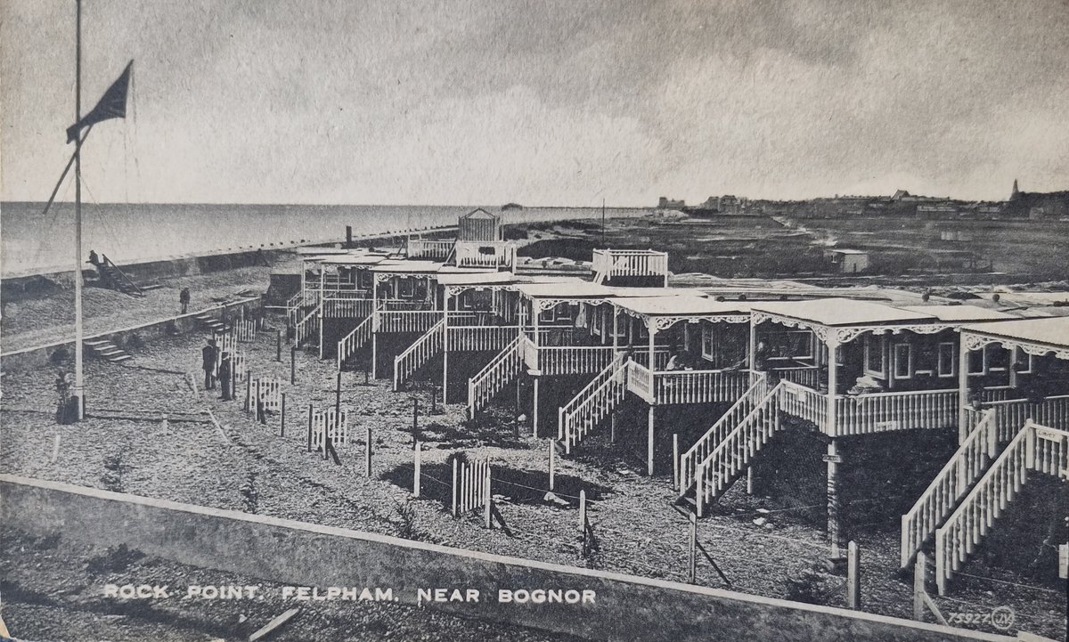 #Edwardian seaside bungalows at Felpham near #Bognor. Behind the fancy verandas the bodies were converted from redundant railway carriages. 
#postcardoftheday