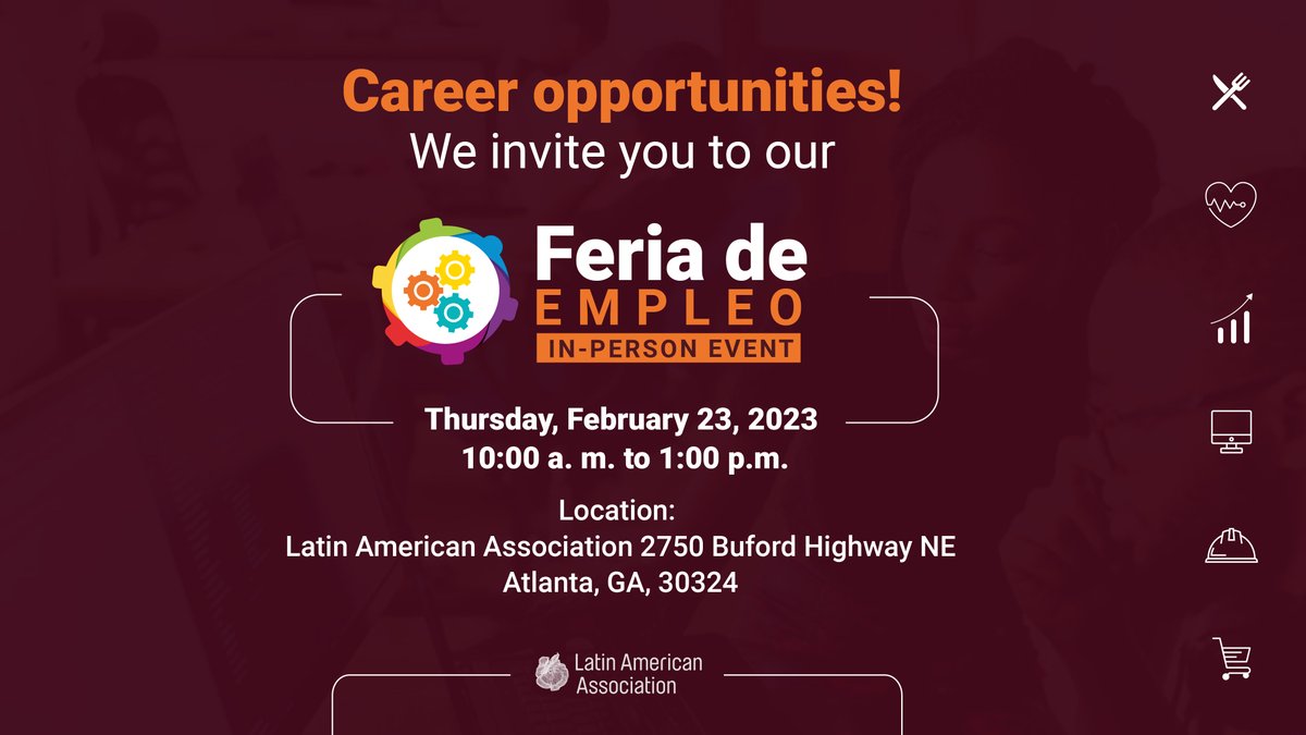 TheLAA's tweet photo. Announcing our first Job Fair of 2023! We have excellent organizations that will be present on this day. So, mark your calendar for this Feb 23, from 10:00 am to 1:00 pm at our Atlanta office, 2750 Buford Hwy NE. Atlanta, GA 30324⁣⁣⁣. https://t.co/fwaGWI3FMs   https://t.co/bnkwOiDwxH