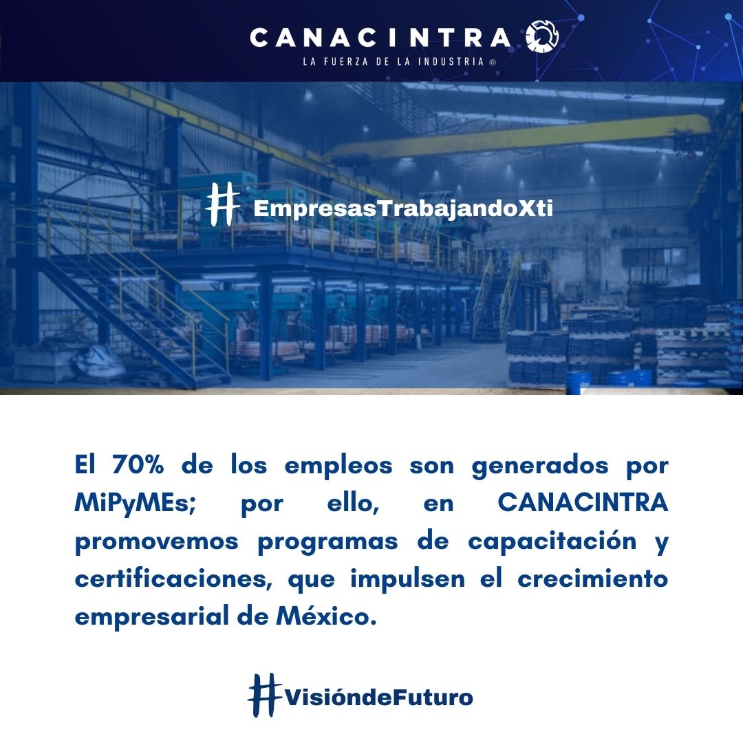 El 70% de los empleos son generados por las #MiPyMEs; por ello, en #CANACINTRA promovemos programas de capacitación y certificaciones, que impulsen el crecimiento empresarial de México. 🇲🇽

#EmpresasTrabajandoXTi #VozDeLasEmpresas
Más detalles en: 📲 vozdelasempresas.org