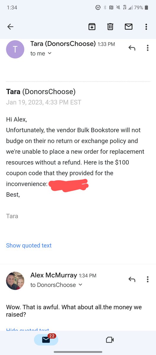 Shame on you @BulkBookstore 

Our @wildcatscv 6th grade team raised over $2K on #DonorsChoose for hard copy books of Watsons Go To Birmingham and you pull this?! This is pretty low.

You did us dirty. 'Inconvenience'? I'll say.