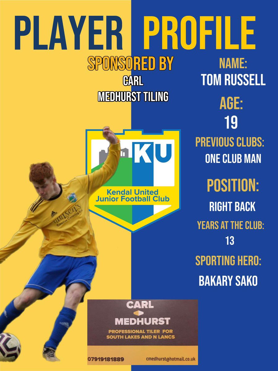 Thanks to Carl Medhurst Tiling for sponsoring the flying fullback Tom Russell this season

Your support is greatly appreciated! 

💛💙