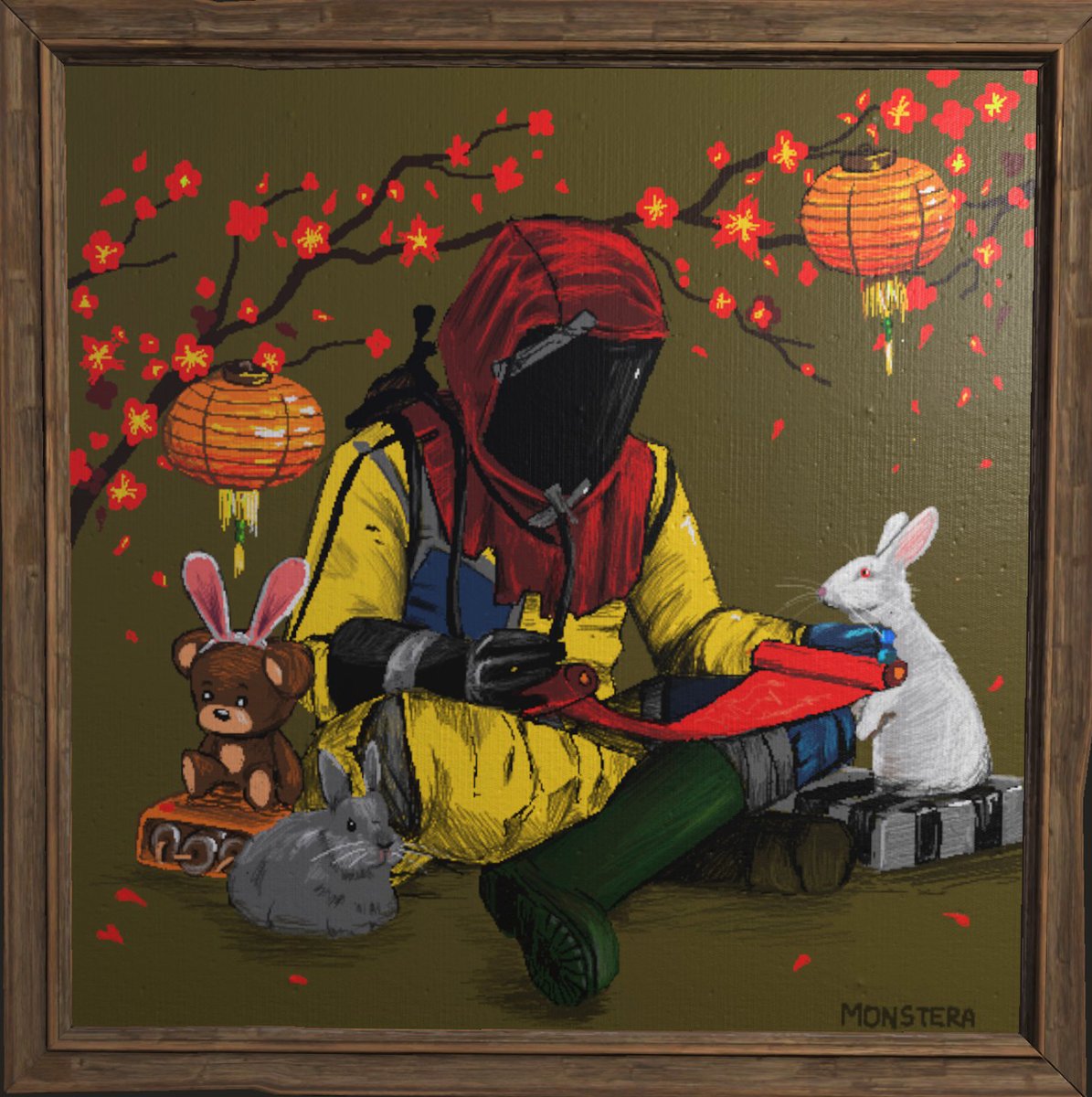monsterarust's tweet image. We are so excited about the new Lunar wipe 🐰
Here is a drawing following the theme! Drawn on XL picture frame using graphic tablet. Happy wipe! 
🌼

#playrust @playrust @ErrnieGerrn #rustfanart #rustempires #madeinrust #rustart #rustcommunity