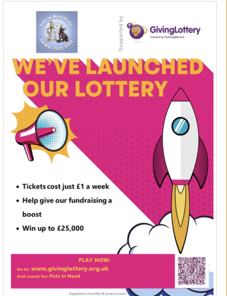 pinherts's tweet photo. Now you can support us by playing the lottery. Get your tickets, and give our fundraising a boost! https://t.co/JBUqzCy14r #GivingMachineUK via @GivingMachineUK https://t.co/p91I11SIKN