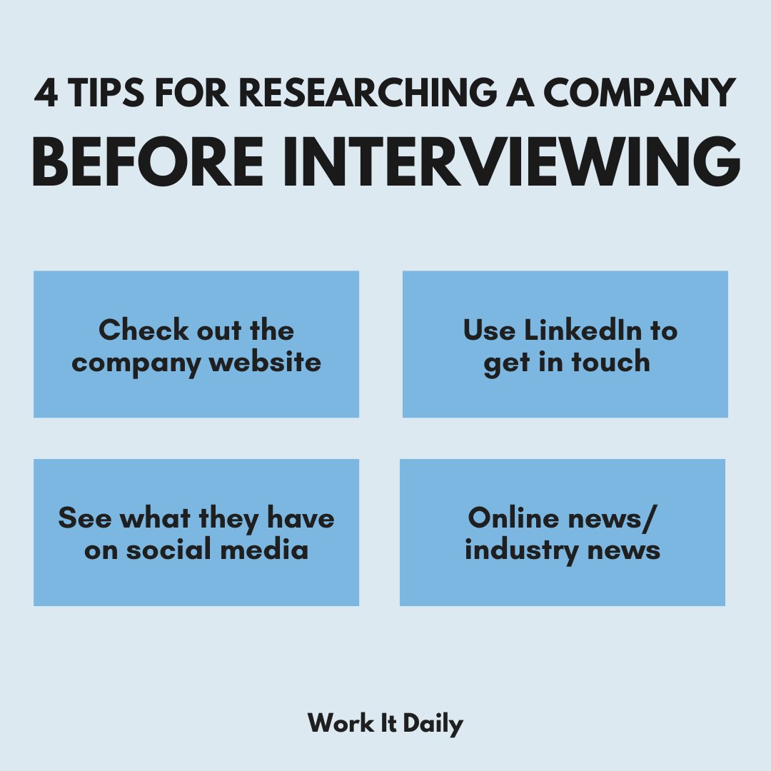 WorkItDaily's tweet photo. Do you have an interview coming up? Here are 4 tips for researching a company before interviewing with them.
Check out our blog for more info! https://t.co/xsf3nemtOq