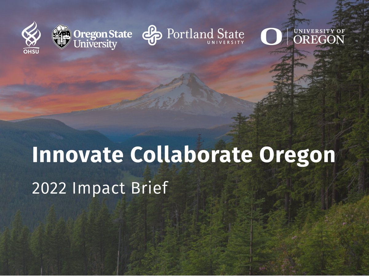 Learn about Oregon’s innovation ecosystem! Read the Innovate Collaborate Oregon (ICOregon) 2022 Impact Brief, which highlights successes, including startup milestones &amp; university grants for promoting innovation and economic development across the state bit.ly/3W54J4a