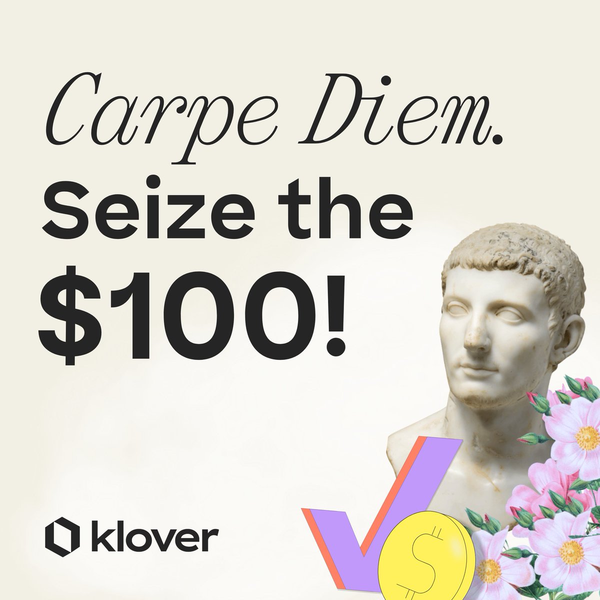KloverApp's tweet image. There’s no time like the present. Manifest that $100! Here’s how to enter:

💗 Like this tweet
💫 Follow @kloverapp
🔮 Reply with your best good vibes quote 

Head over to IG for another chance to win!

GIVEAWAY ENDS ON JANUARY 24TH 🤍

Good luck! Rules: bit.ly/3CbKFGm