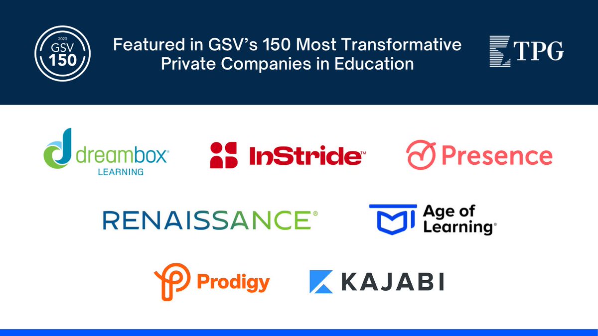 Congrats to our portfolio companies named to the #GSV150! These companies are innovating and evolving to meet the needs of learners, educators and companies around the world. bit.ly/3B28CON